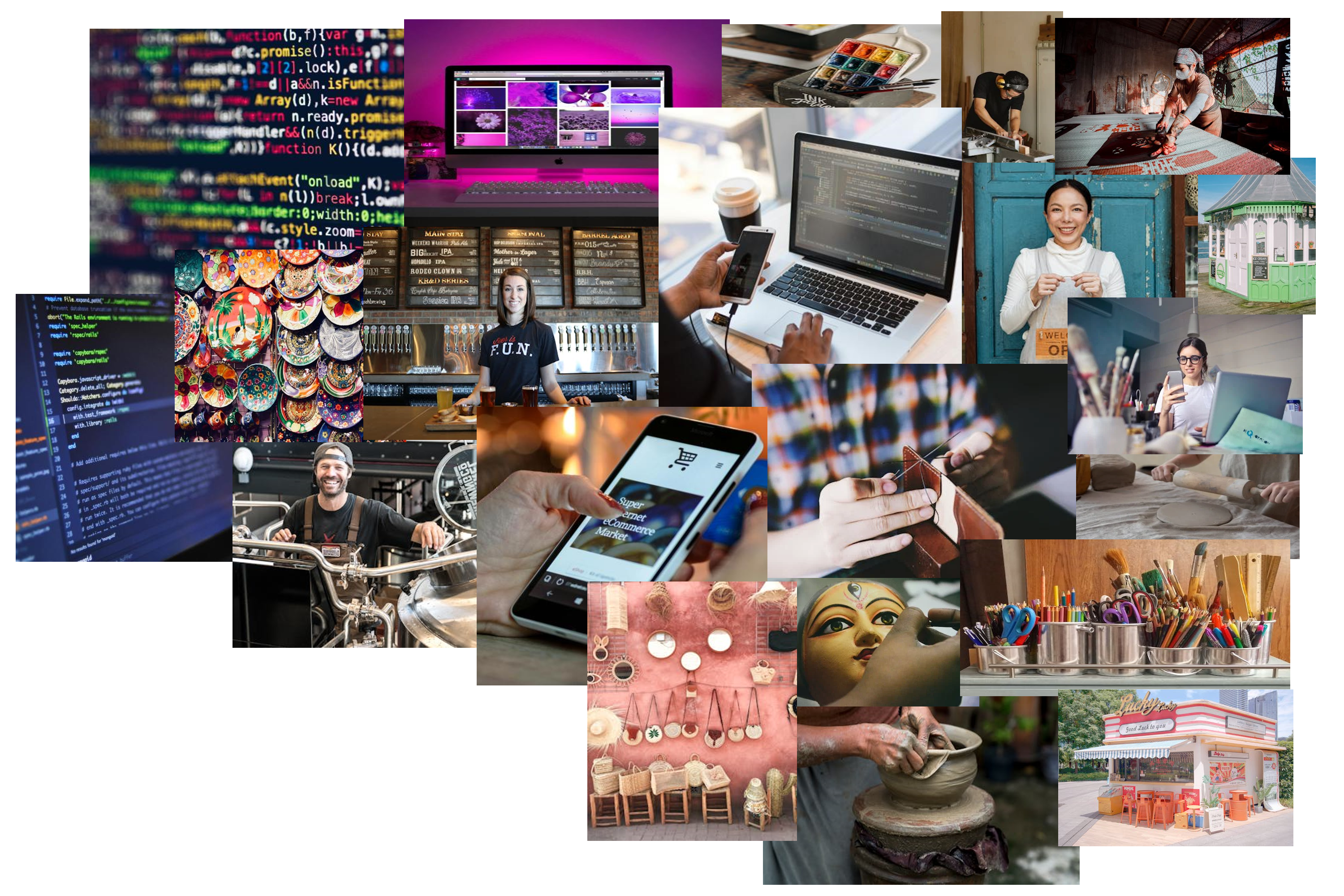 Collage of Community/business theme